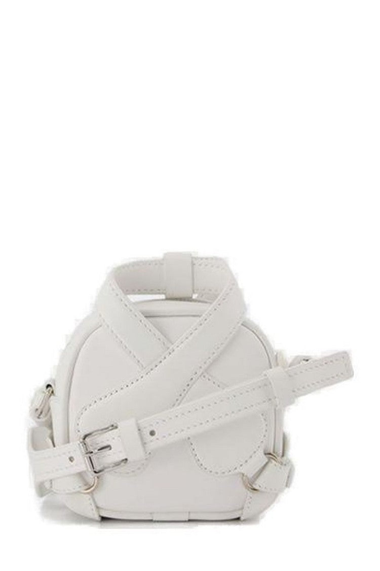 Courrèges Mini Loop Bag With Distinctive Handle In Smooth White Leather