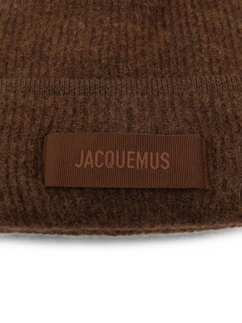 Jacquemus Ribbed Folded Cuff Silk Nylon Beanie Hat