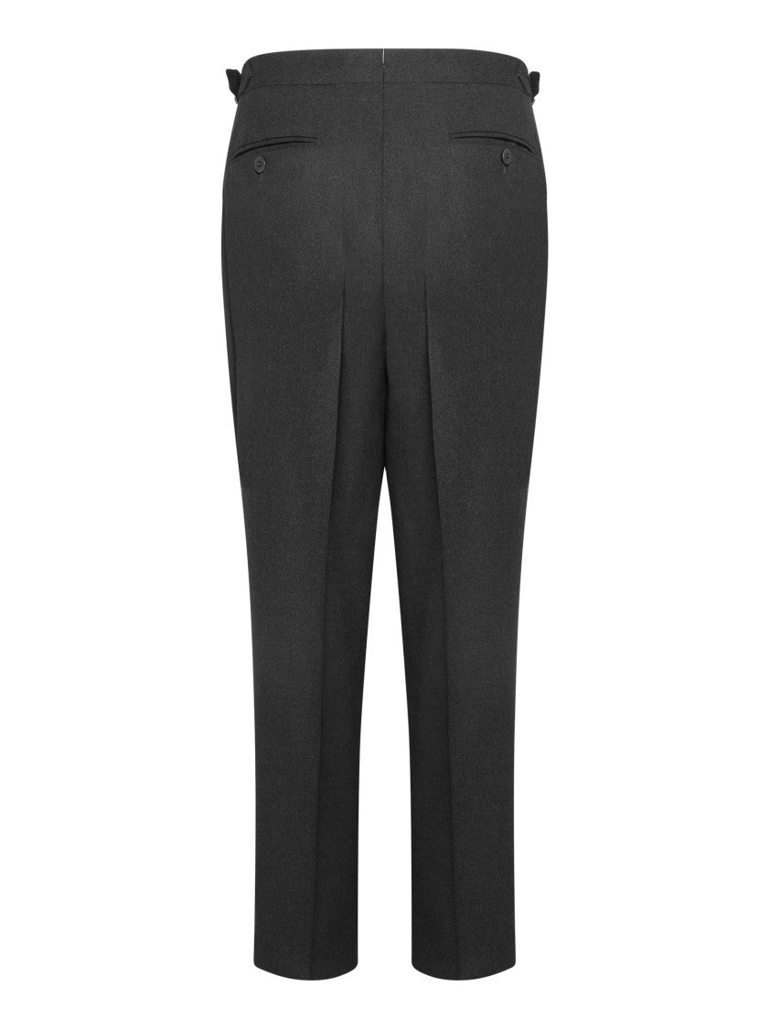 Franzese Collection Tailored Black Trousers In Royal Flannel Super 130S Wool