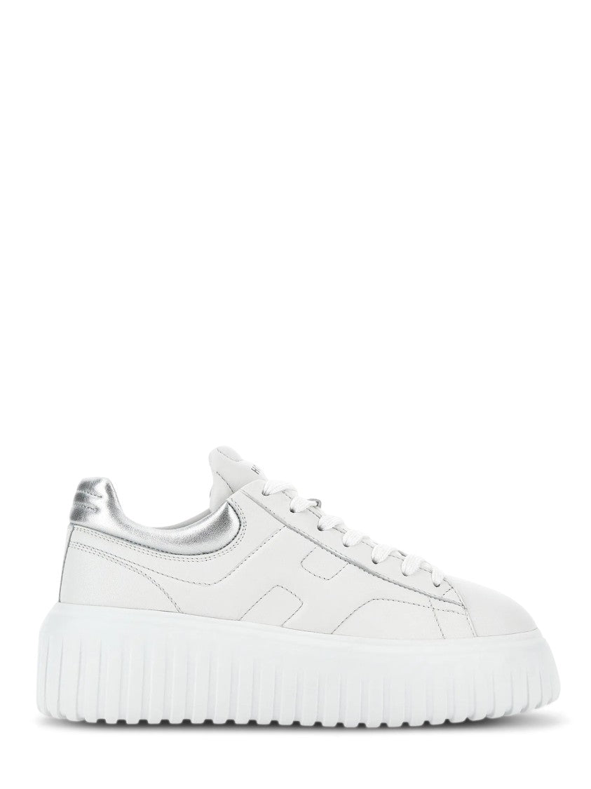Hogan Chunky Sole White Sneakers With Metallic Accents