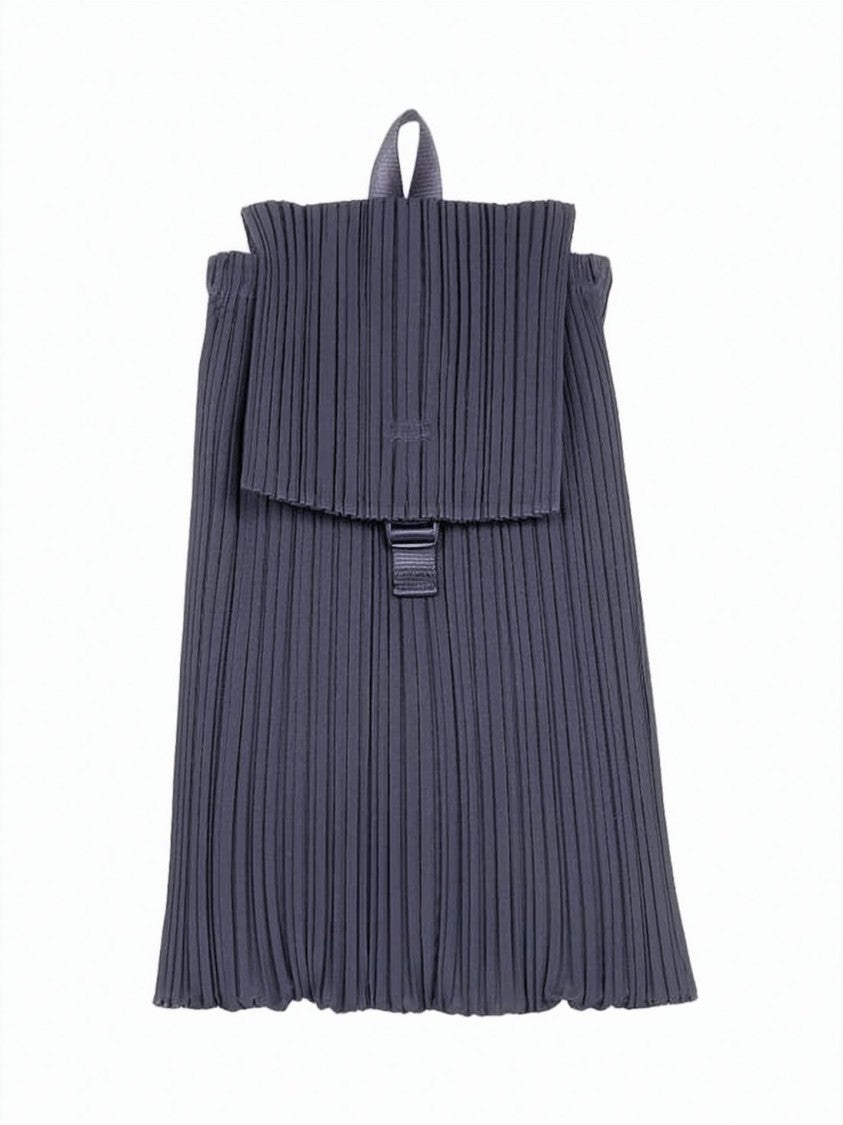 Pleats Please Pleated Design Backpack With Flap Closure And Buckle Detail