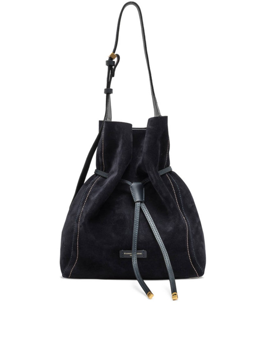 Gianni Chiarini Slouchy Suede Bucket Bag With Drawstring Closure