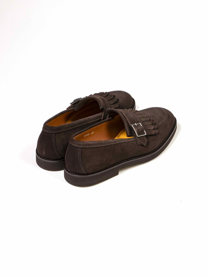 Doucal's Dark Brown Shangai Adler Fringe Suede Loafers