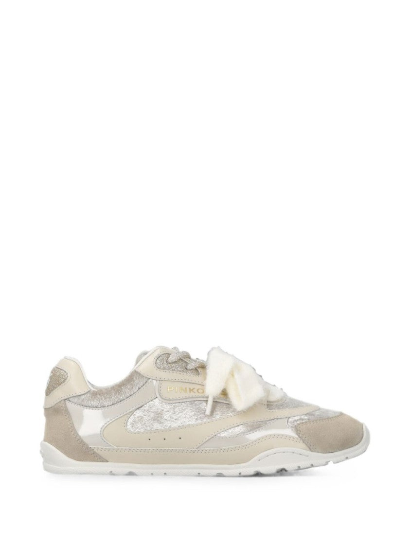 Pinko Textured Plush Bow Detail Sneakers