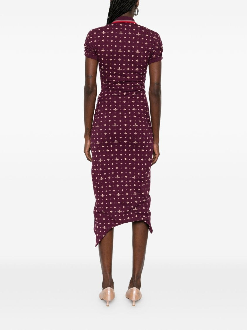 Vivienne Westwood Midi Dress With Floral Pattern And Asymmetrical Hemline