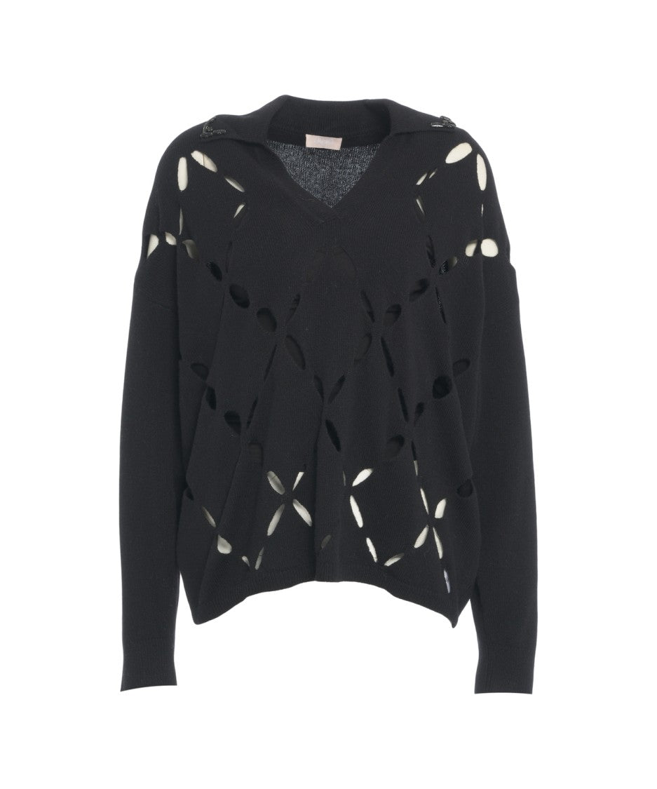 Liu Jo Geometric Cut-Out Oversized Sweater