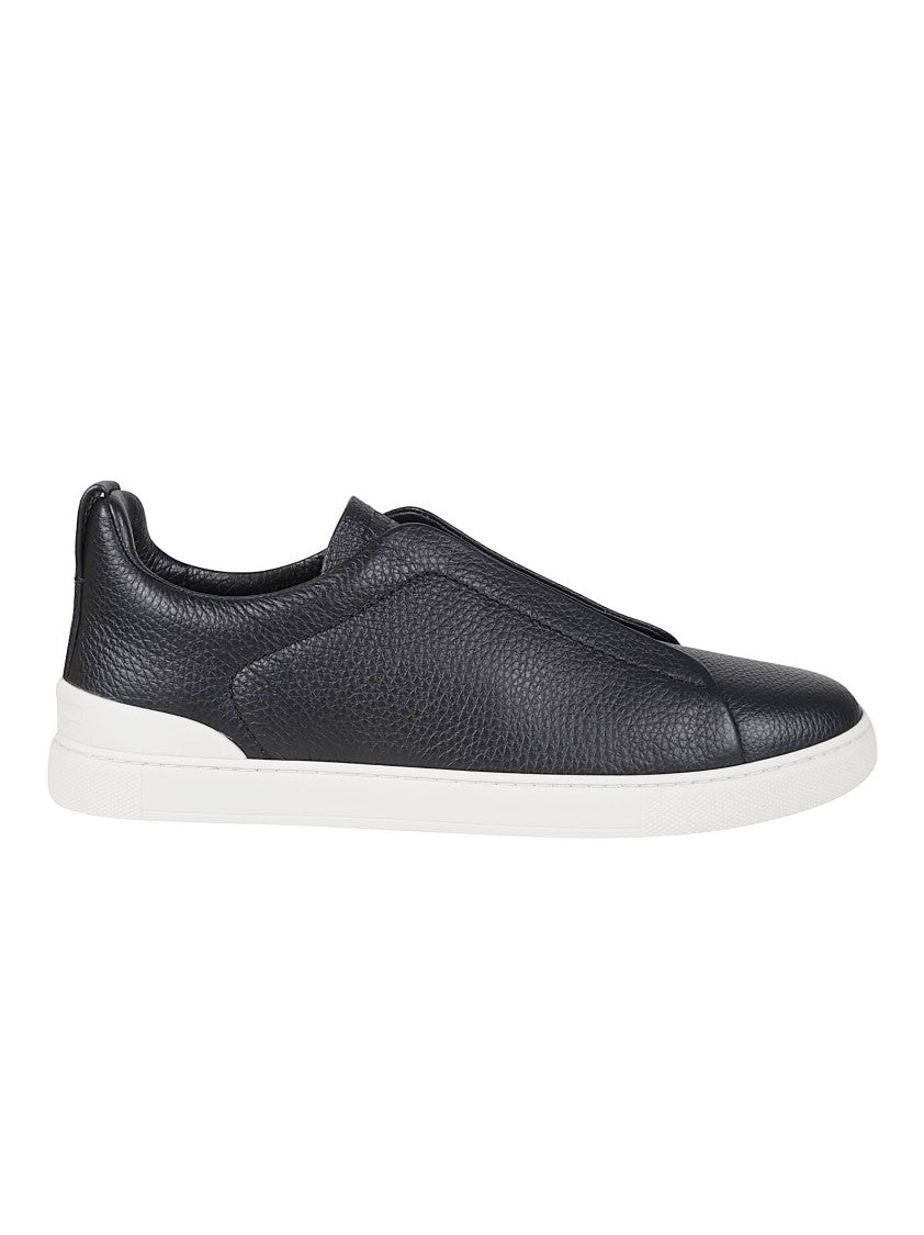 Zegna Triple Stitch Low-Top Rubber Sole Bovine Leather Sneakers