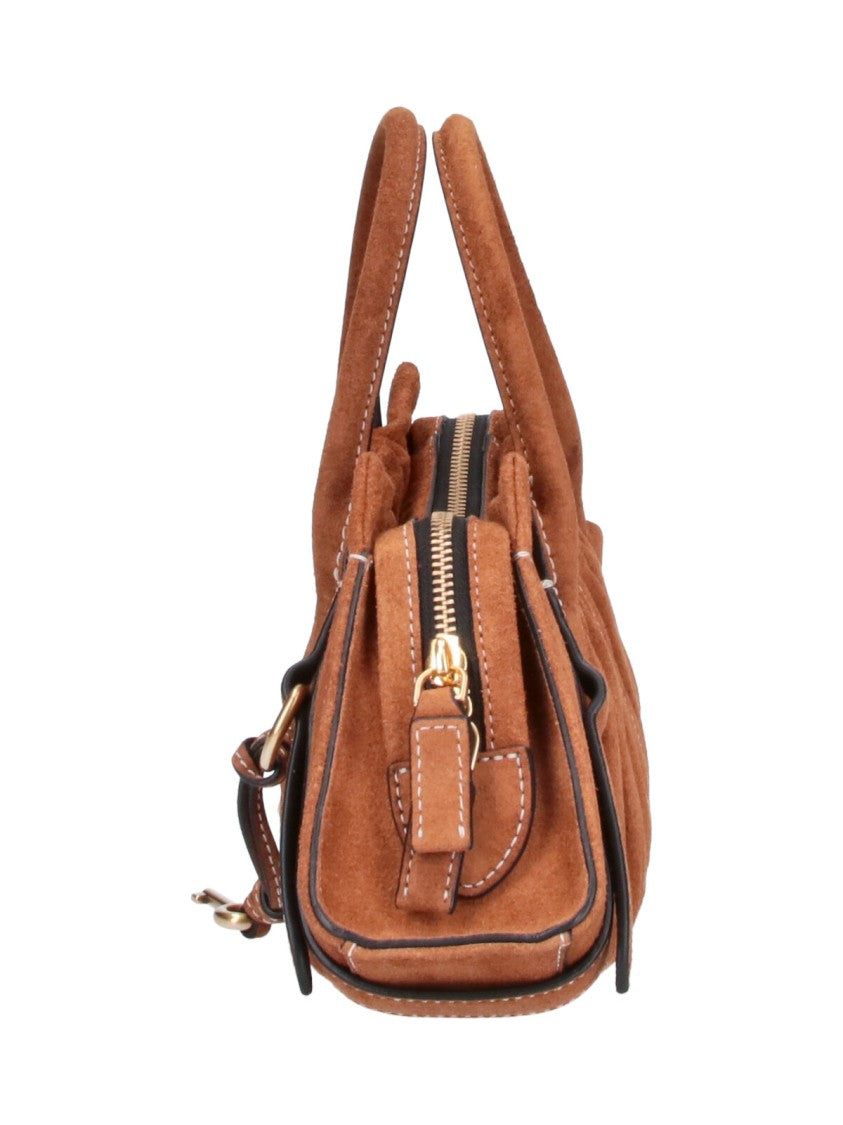 Marc Jacobs Brown The Small Satchel Ruched Calfskin Handbag