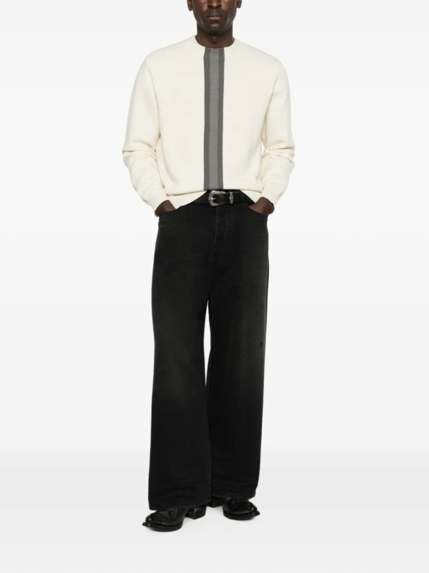 Gucci Minimalist Crewneck Sweater With Vertical Stripe Design