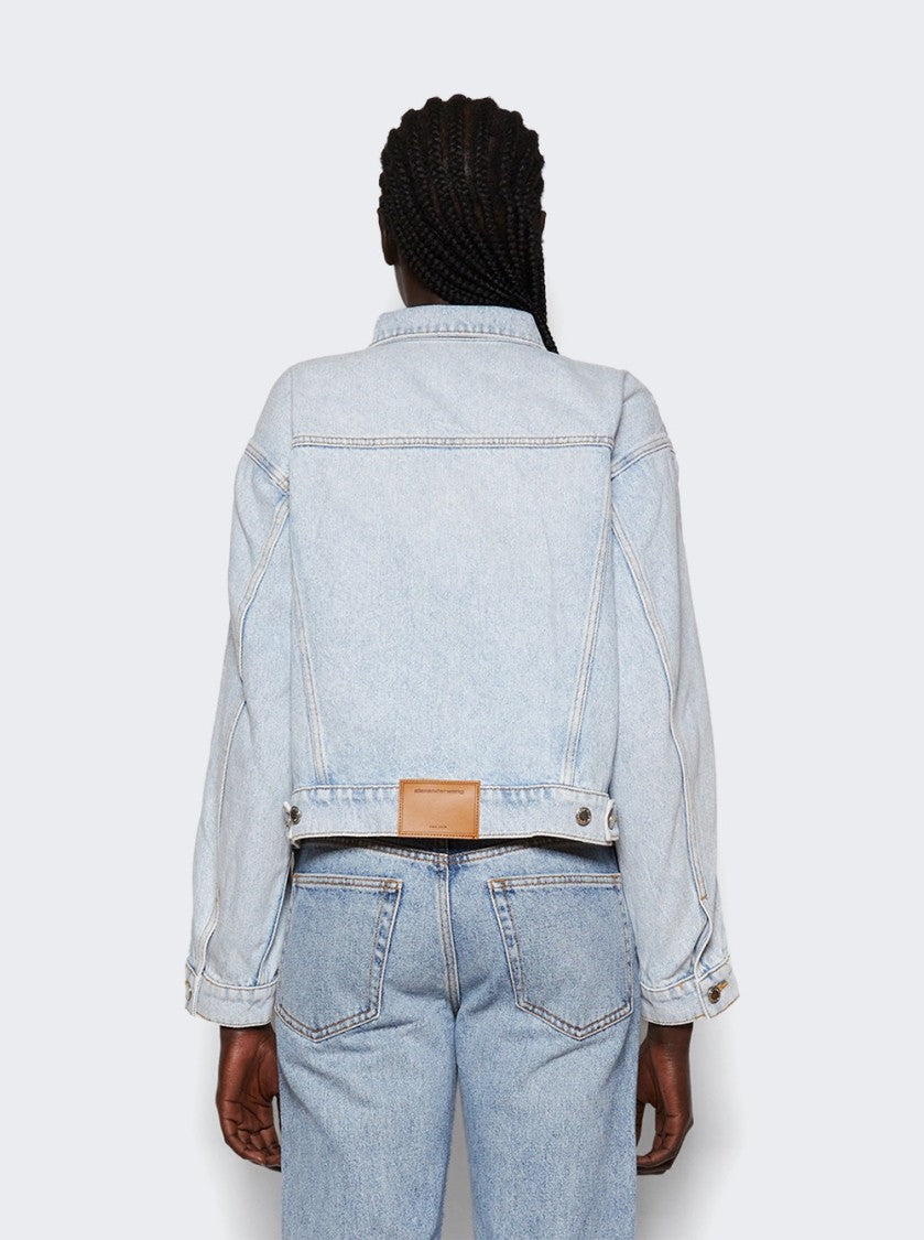 Alexander Wang Zipped Sleeve Trucker Denim Jacket Bleach