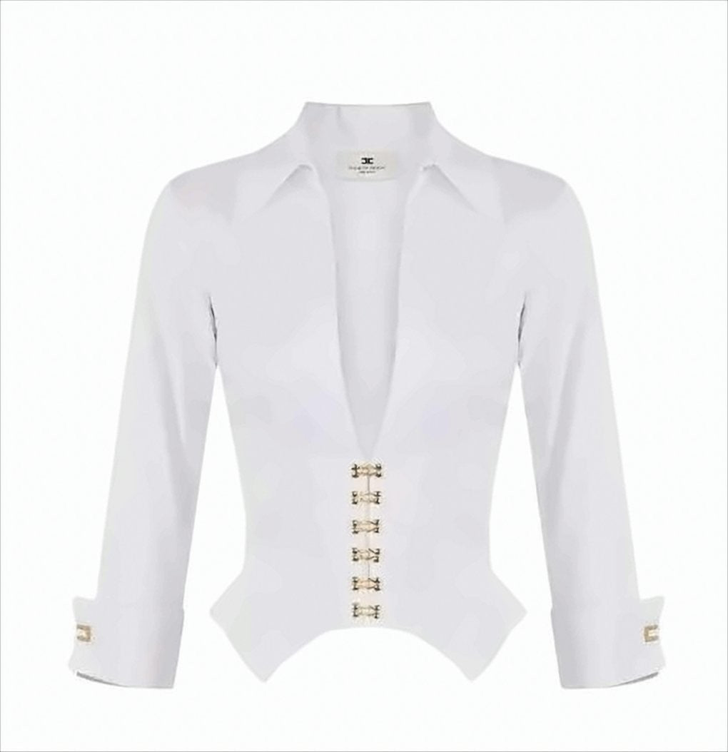 Elisabetta Franchi Fitted White Shirt With Bustier Construction