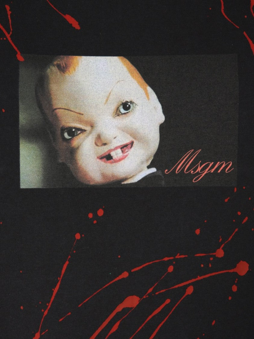 Msgm Graphic Doll Face Printed Crew Neck T-Shirt