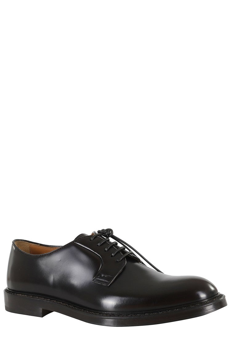 Doucal's Ebony Almond-Toe Leather Derby Loafers