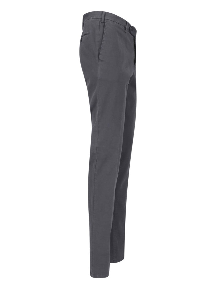 Pt Torino Grey Mid-Rise Straight-Leg Cotton Formal Pants