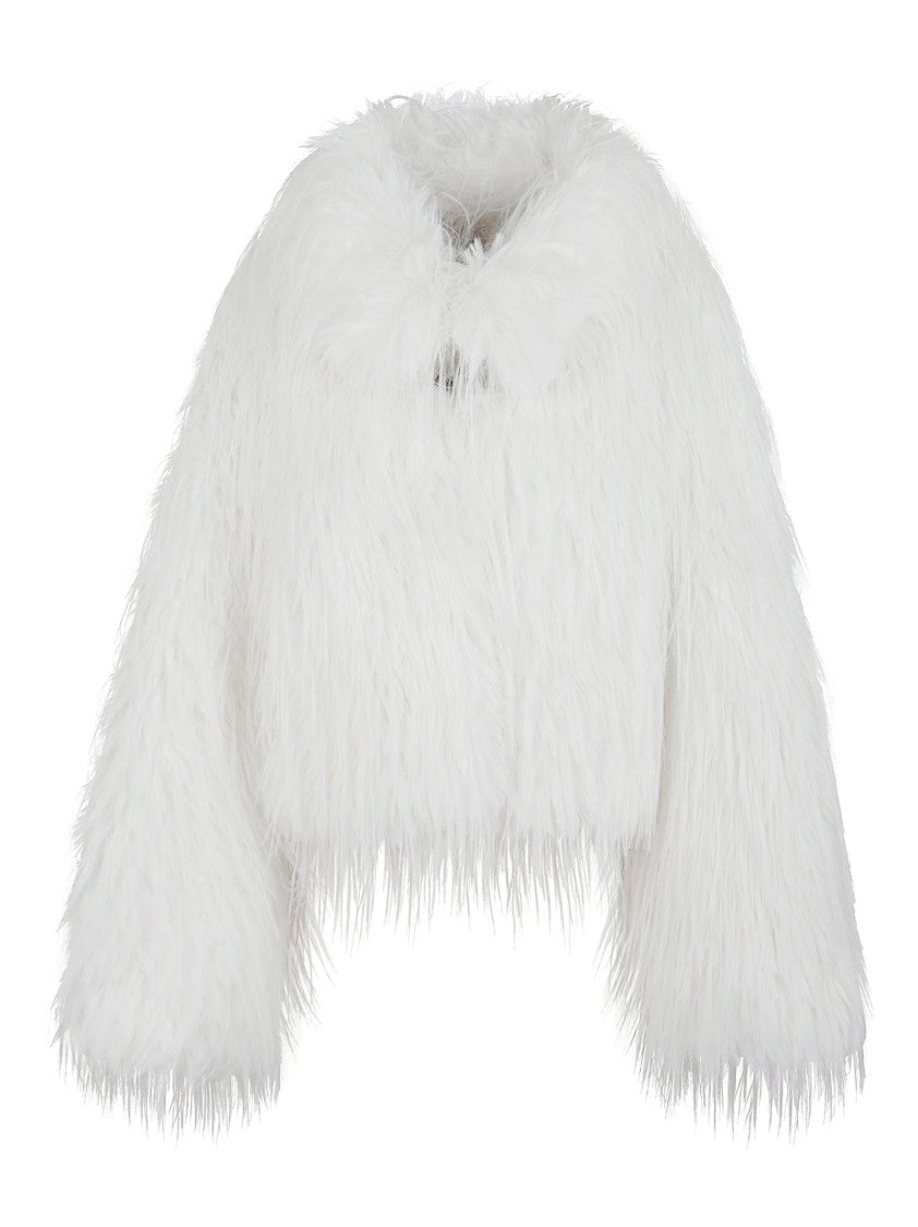 Pinko Cropped Fluffy Faux Fur Jacket