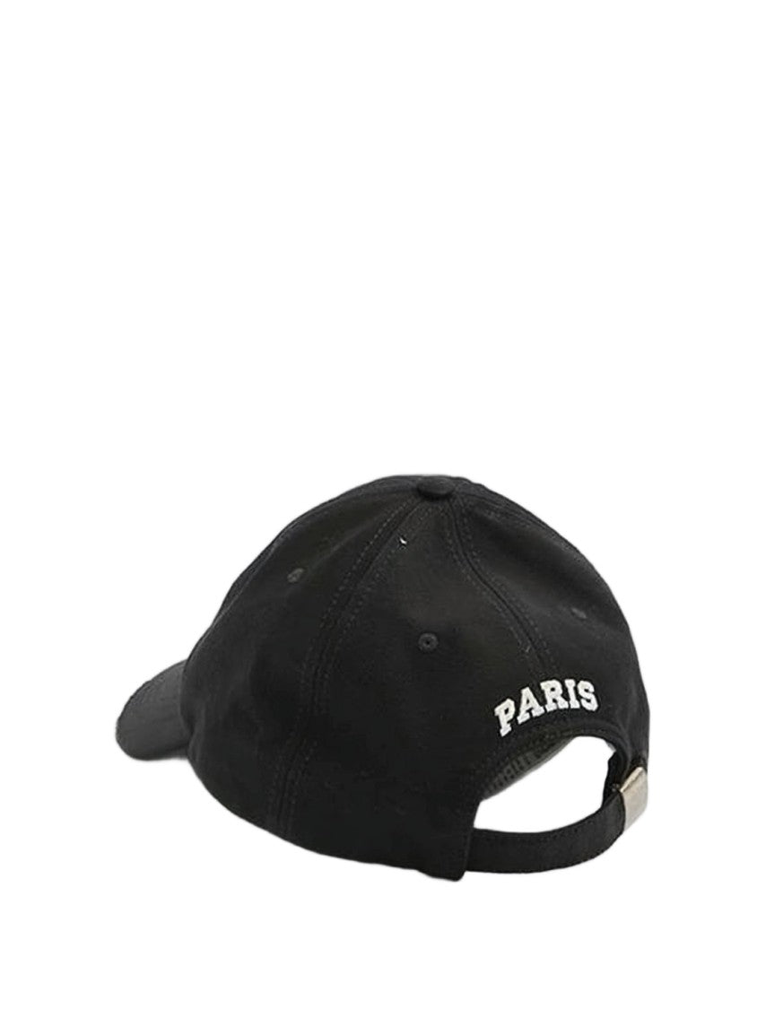 Celine Curved Brim Black Cotton Baseball Cap