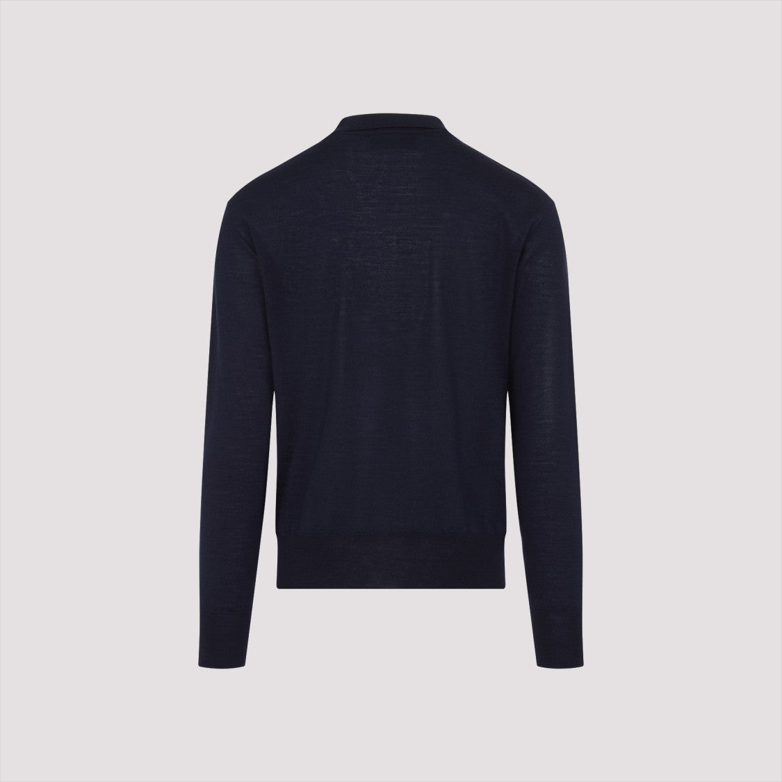 Ami Classic Blue Polo With Wool And Silk Blend