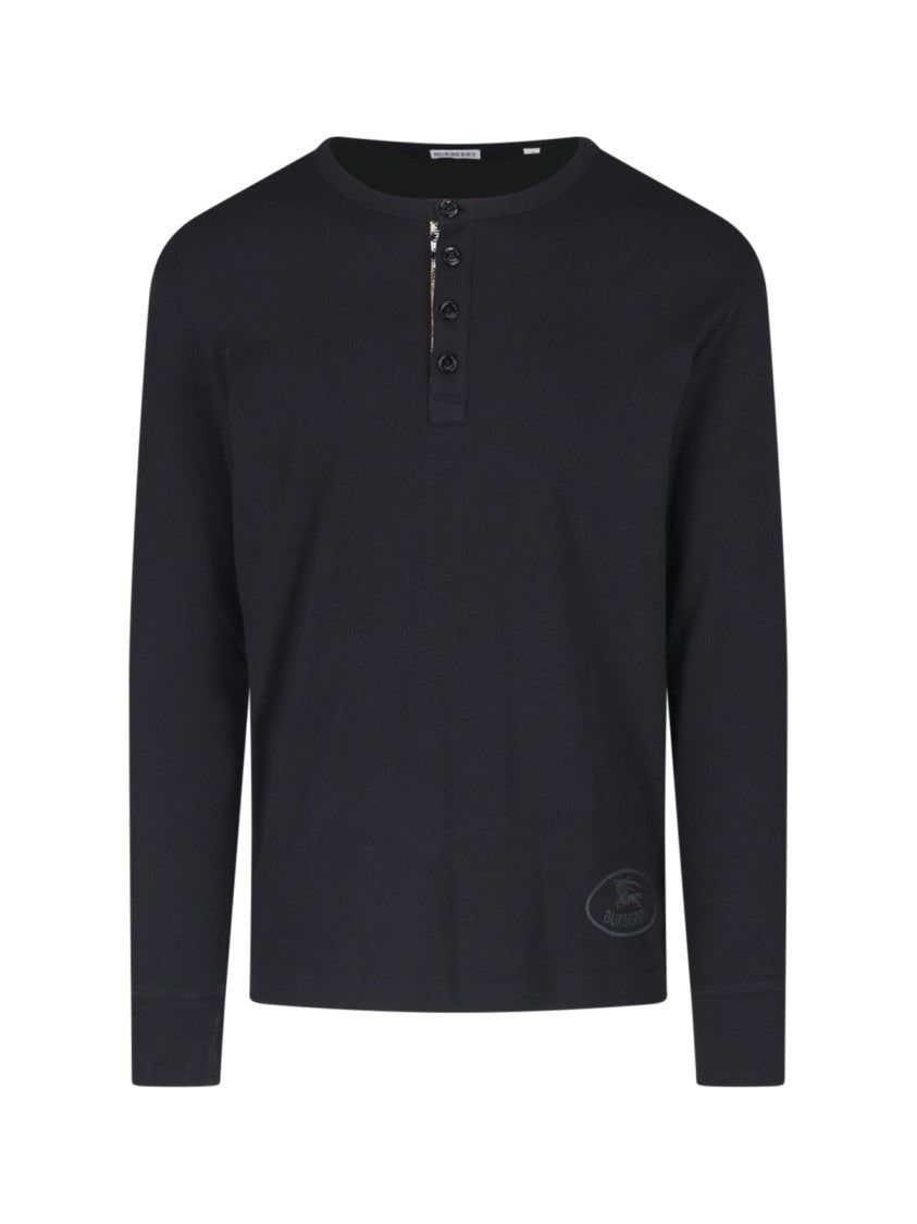 Burberry Long-Sleeve Black Cotton T-Shirt With Logo Detail