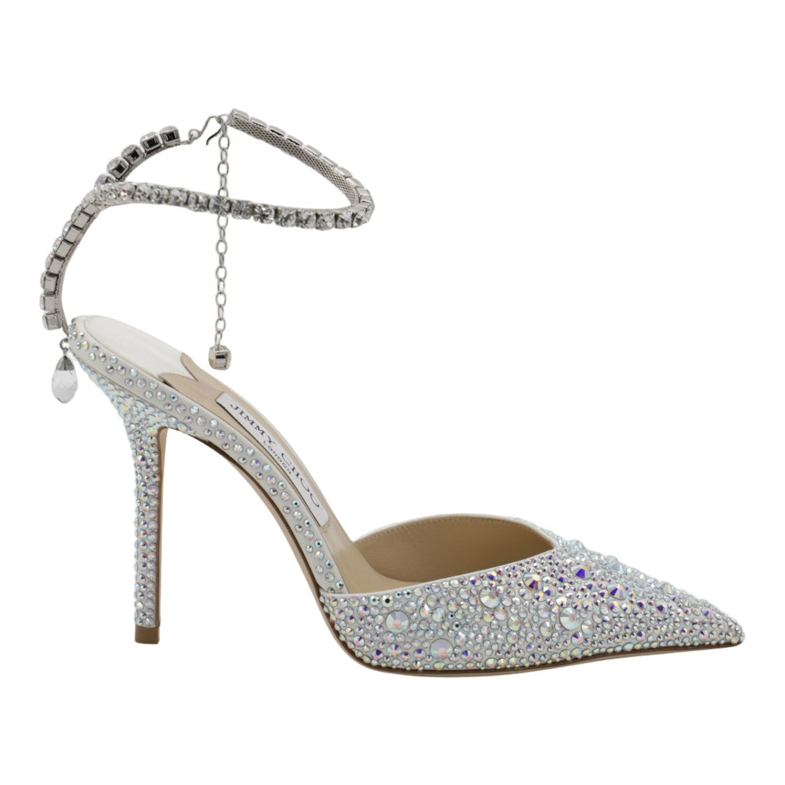 Jimmy Choo Rhinestone-Embellished High-Heeled Pumps With Ankle Strap