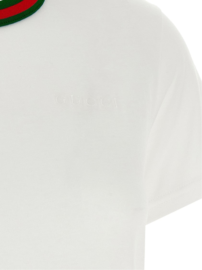 Gucci Cotton Jersey T-Shirt With Web Detail And Logo Patch