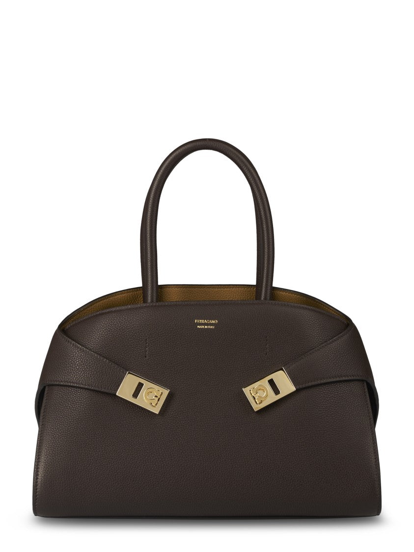 Ferragamo Structured Handbag With Gold-Tone Hardware
