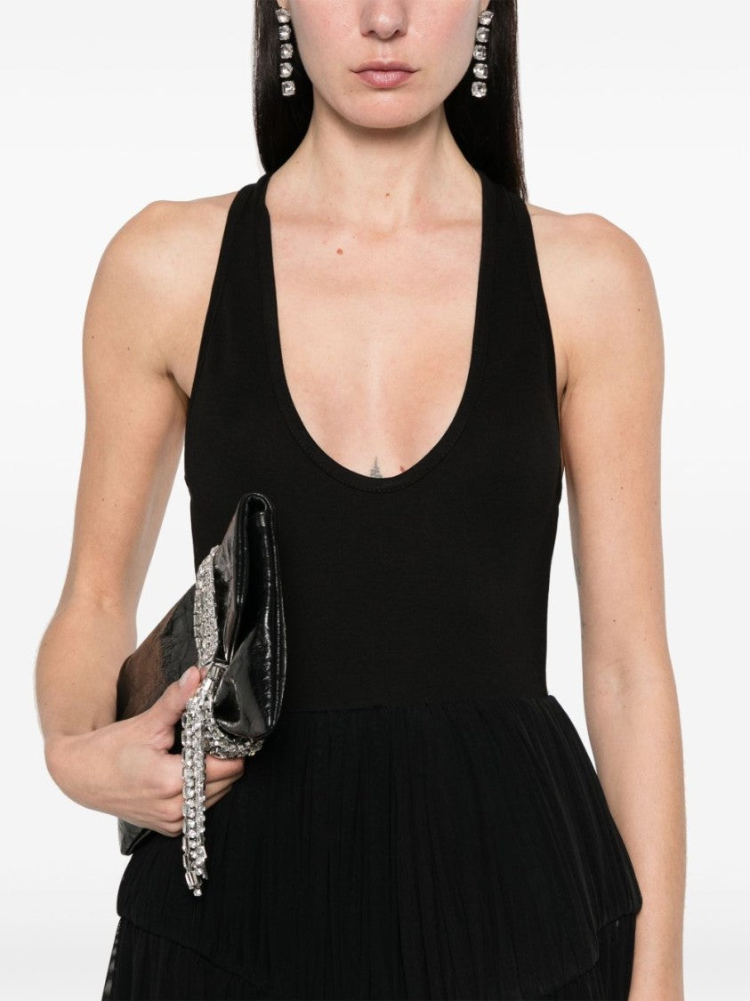 David Koma Pleated Evening Dress With U-Neck And Racerback Design