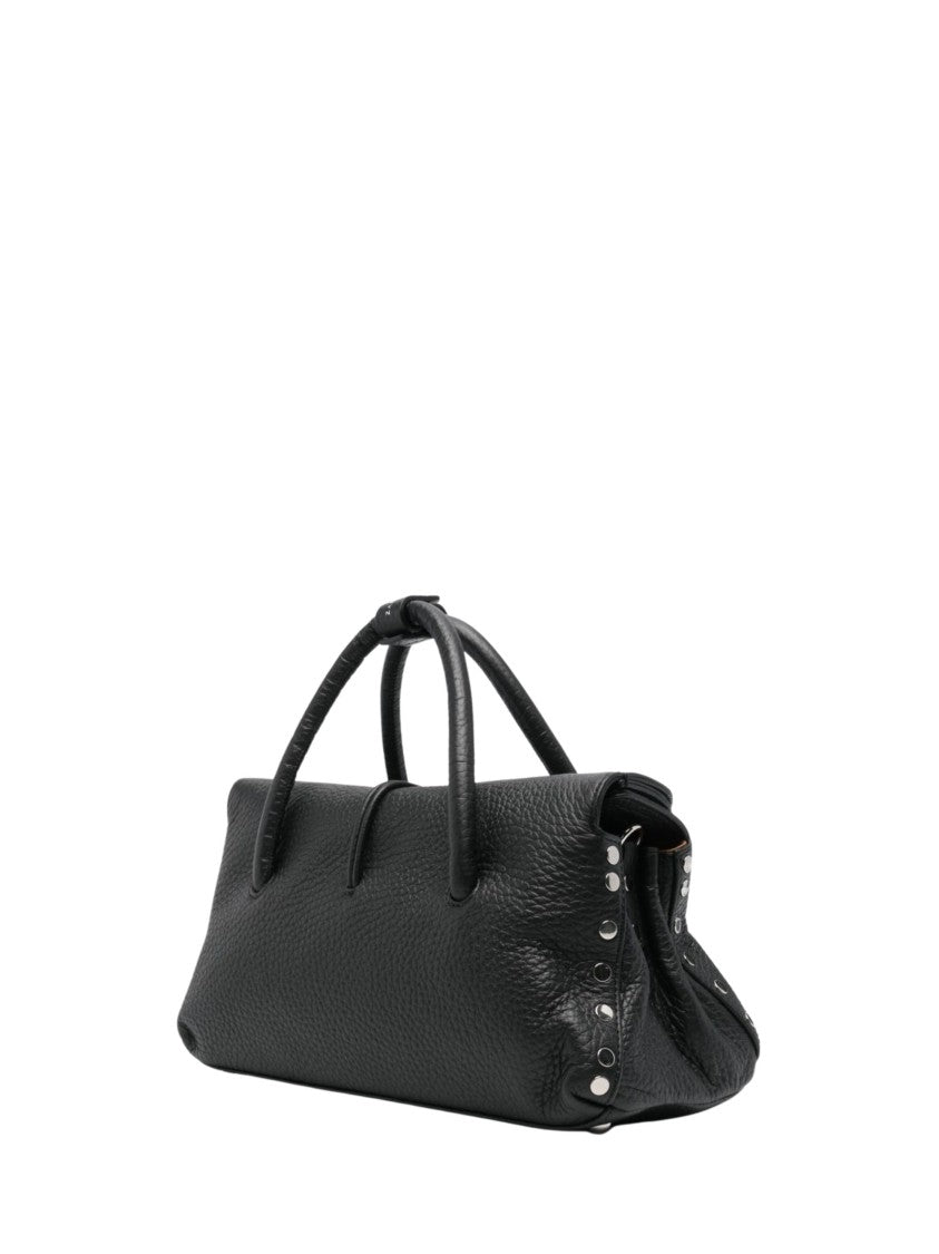 Zanellato Black Pebbled Texture Leather Shoulder Bag