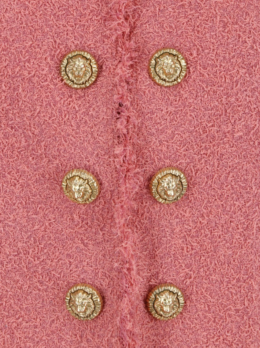Balmain Pink Spencer Cropped Tweed Jewel Jacket
