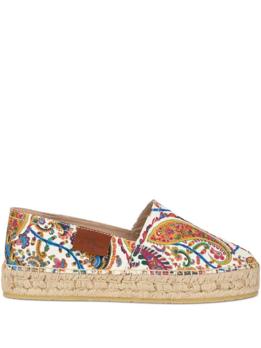Etro White Espadrilles With Floral Paisley Pattern