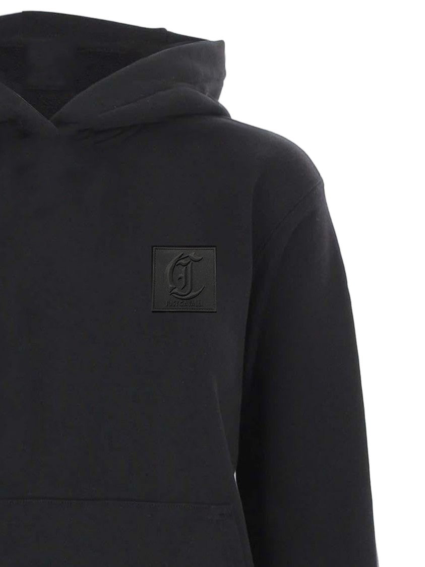 Just Cavalli Cotton Hooded Sweatshirt With Signature Logo Detail