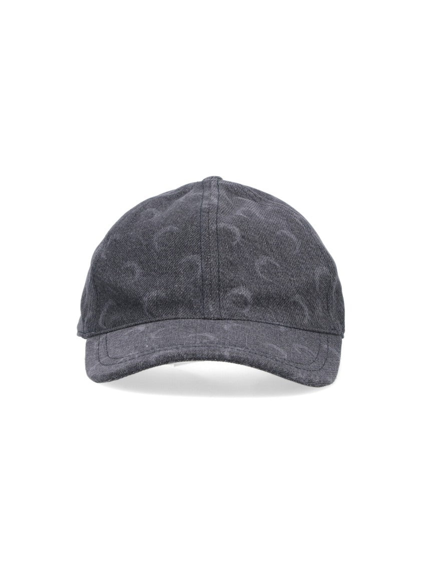 Marine Serre Grey Baseball Cap With Crescent Moon Pattern