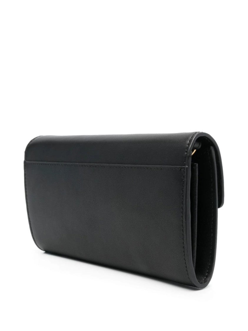 Pinko Structured Black Shoulder Bag With Gold-Tone Bird Clasp
