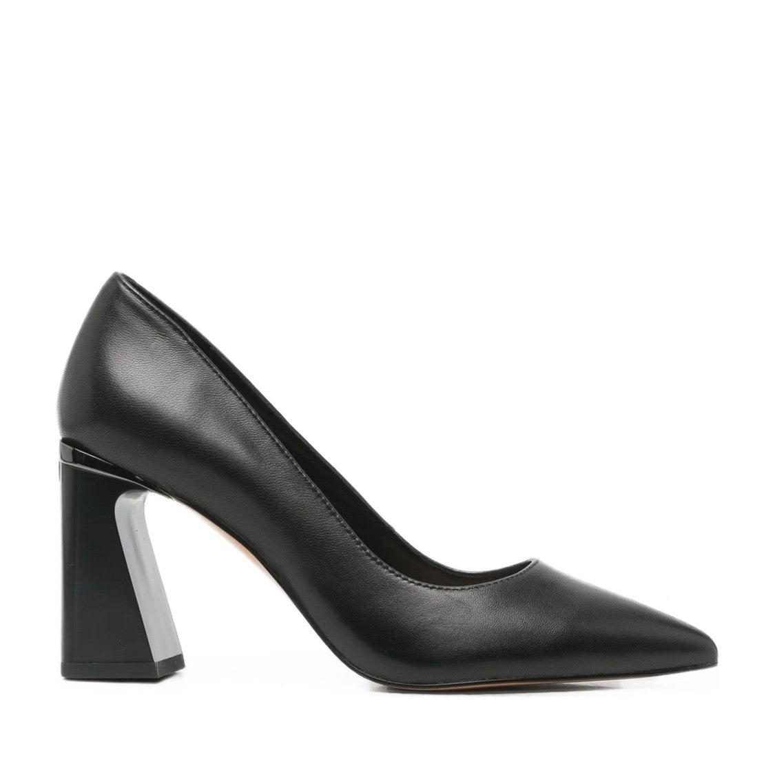 Sergio Moretti Black Sleek Glossy Block Heel Leather Dress Pumps