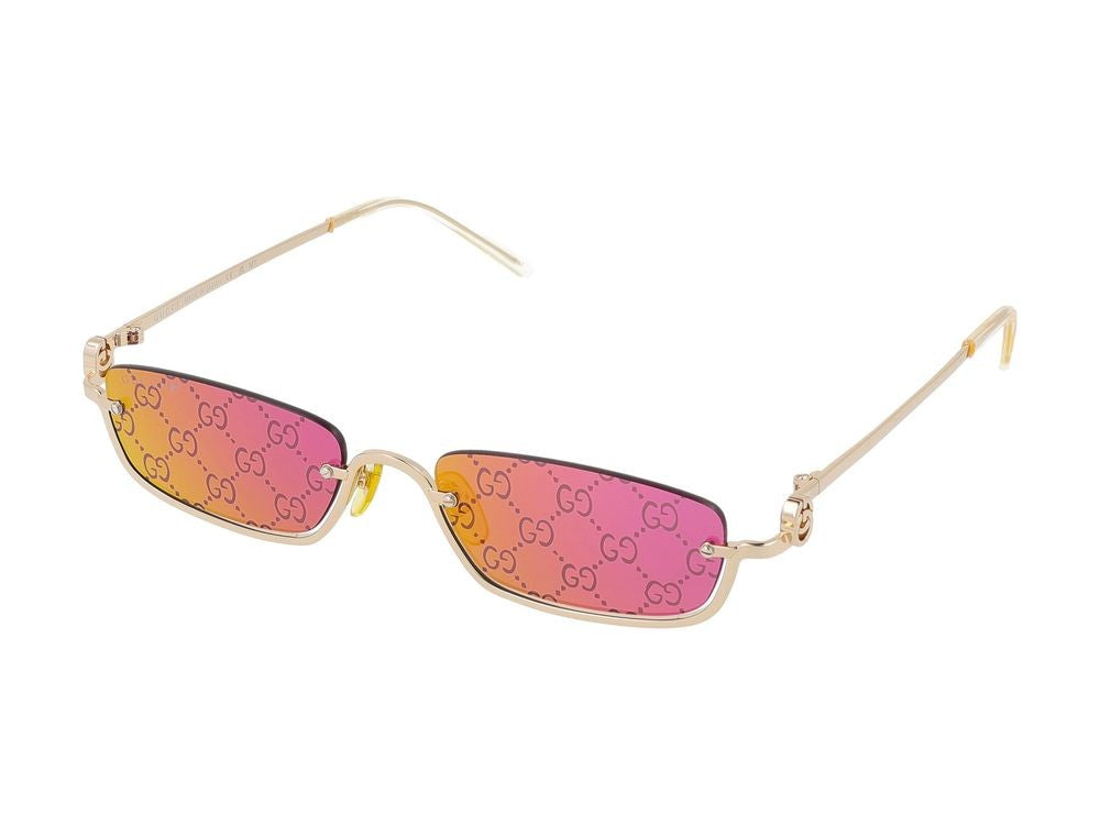 Gucci Gold Gradient Rectangular Metal Sunglasses