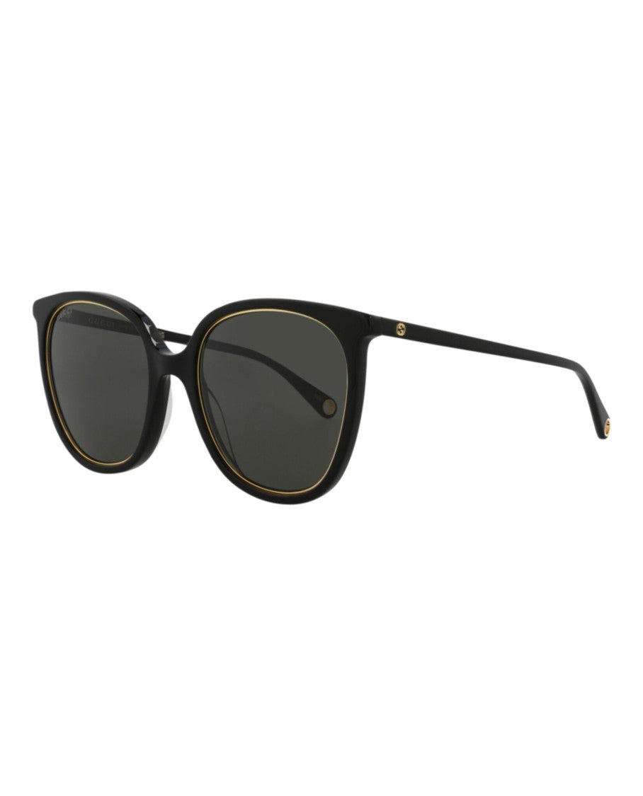 Gucci Round-Frame Acetate Sunglasses With Gold Accents