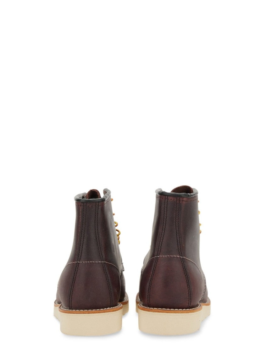 Red Wing Bordeaux Leather Boots With Rugged Sole