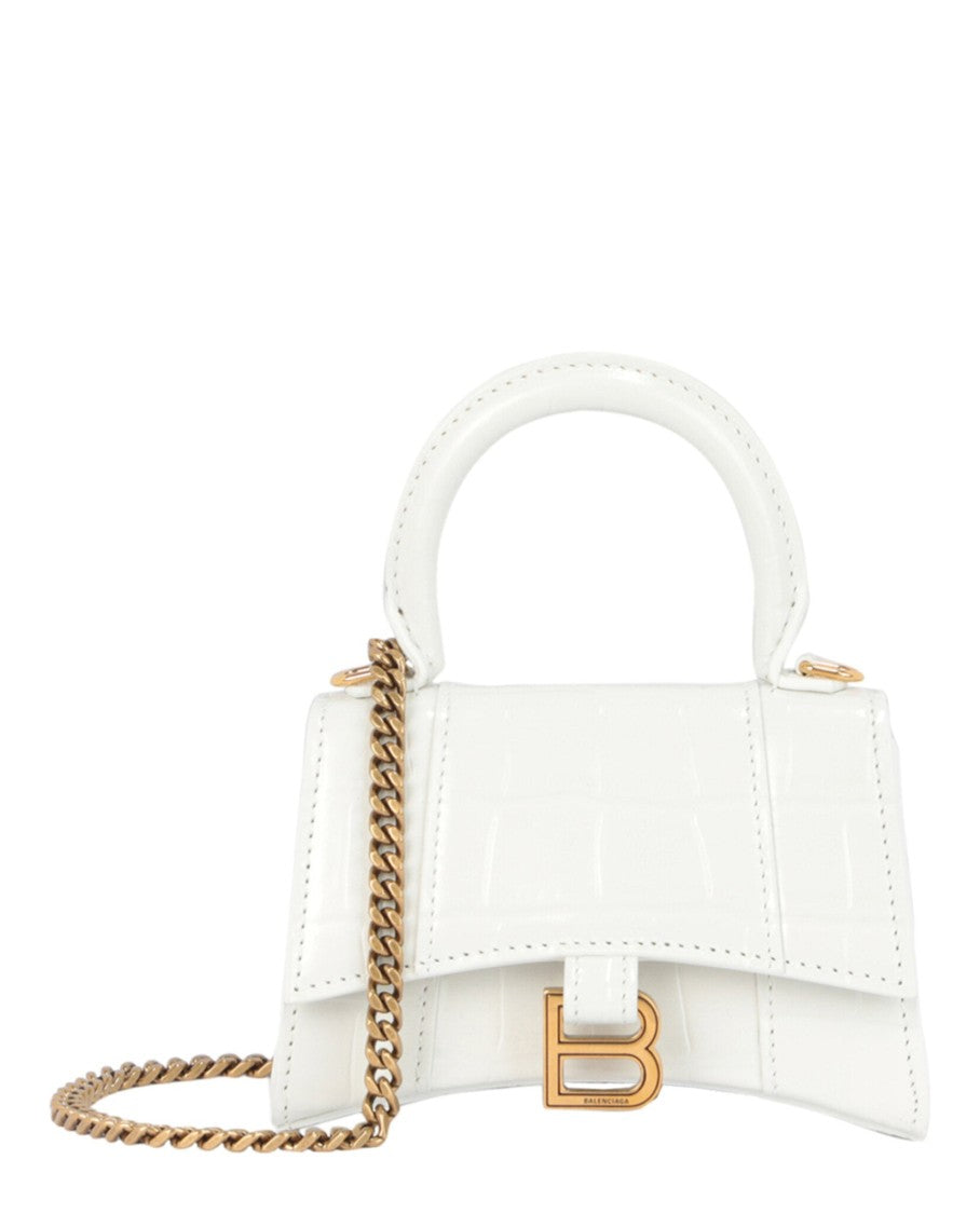 Balenciaga Hourglass Mini Crocodile Embossed Top Handle Bag