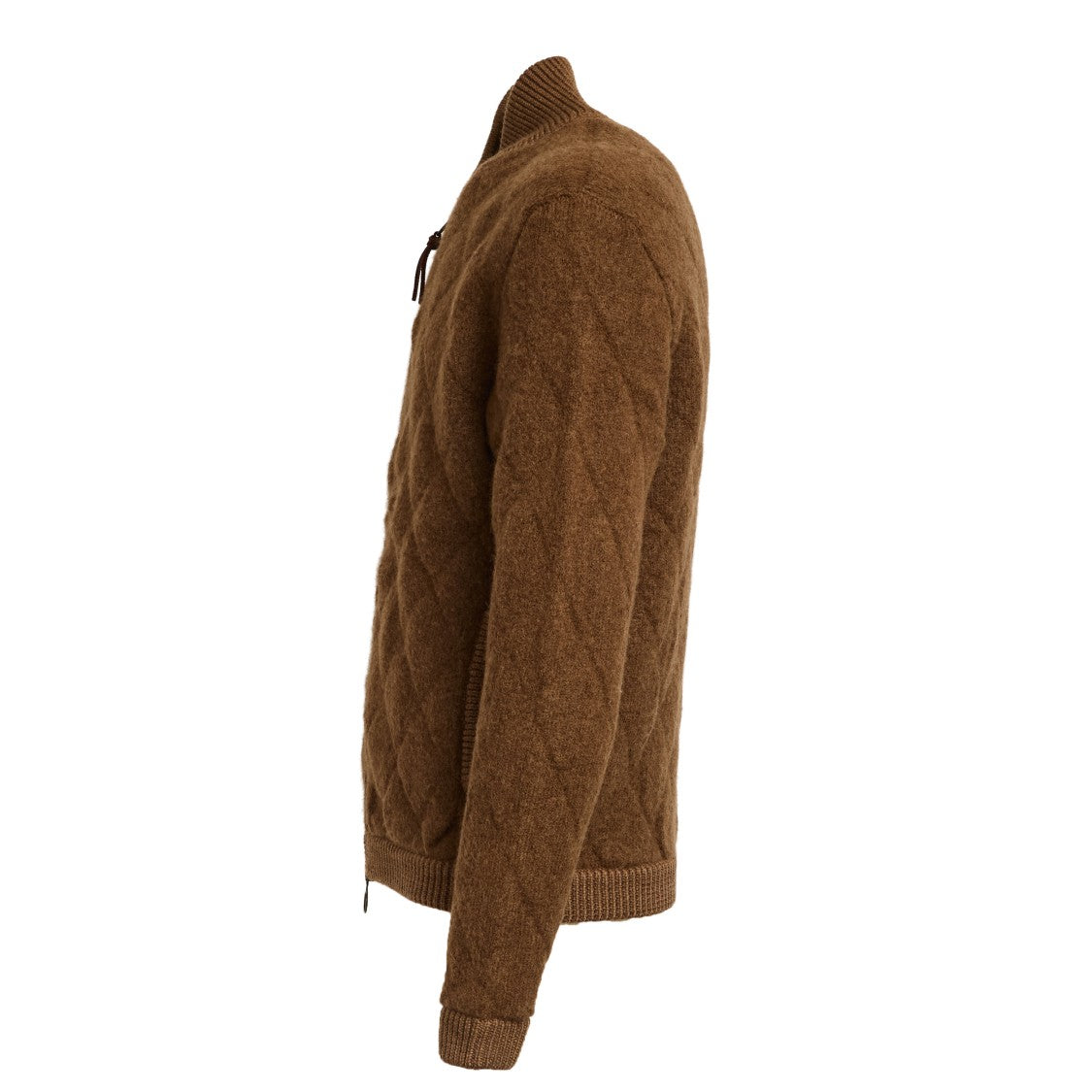 Rakki' Quilted Brown Bomber Jacket With Ribbed Details