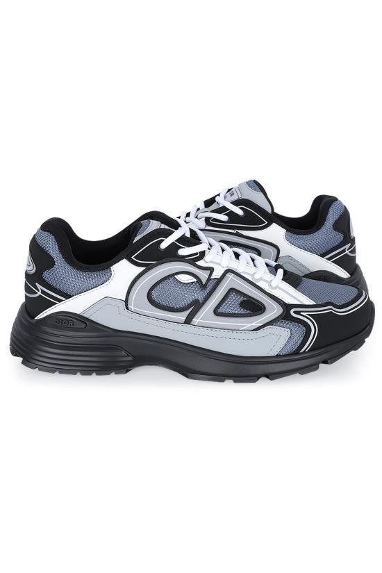Christian Dior Layered Grey And Black Fabric Sneakers With Bold Accents