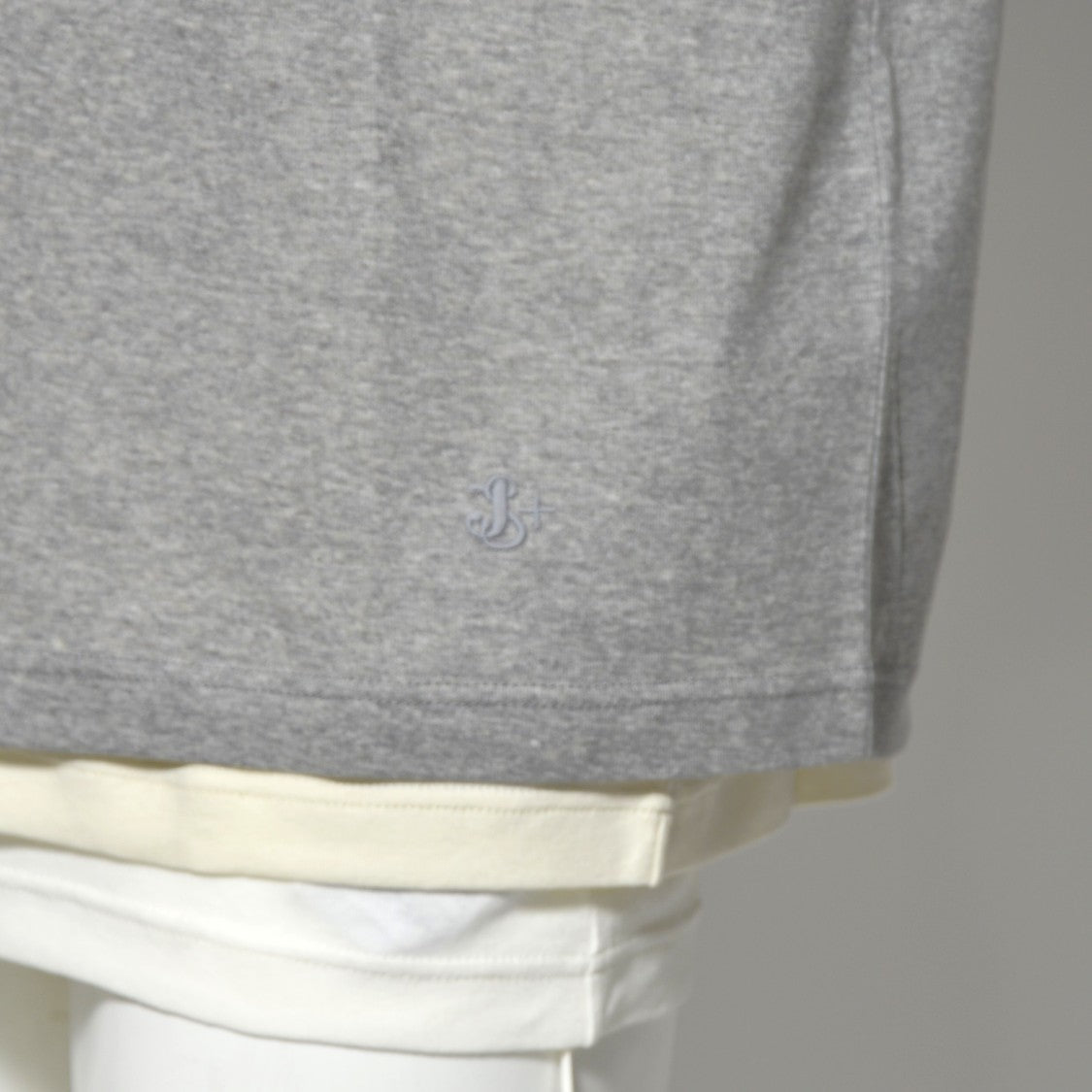 Jil Sander Layered Heather Grey T-Shirt With Contrast Detail