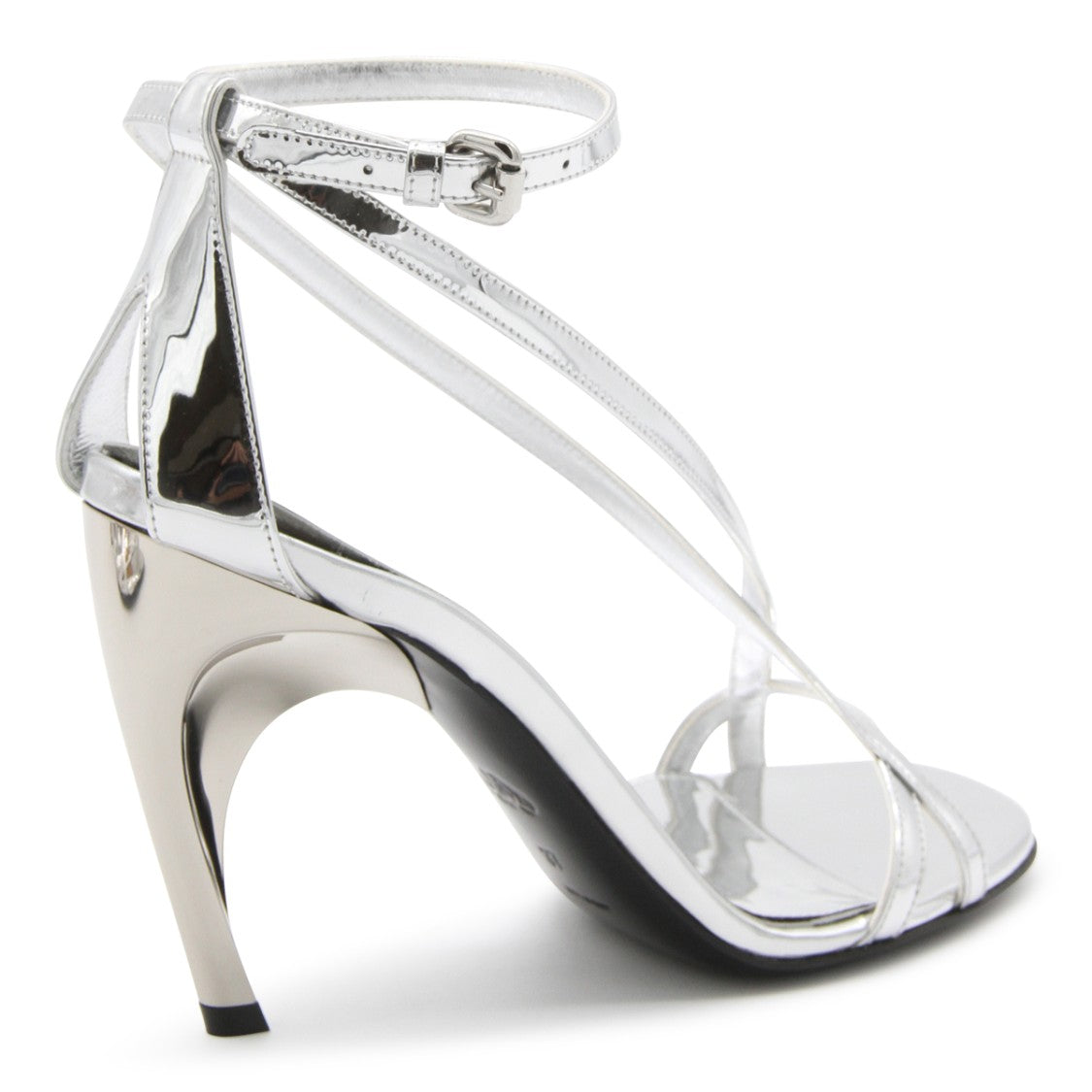 Alexander Mcqueen Silver-Tone Patent High Sculpted Sandals
