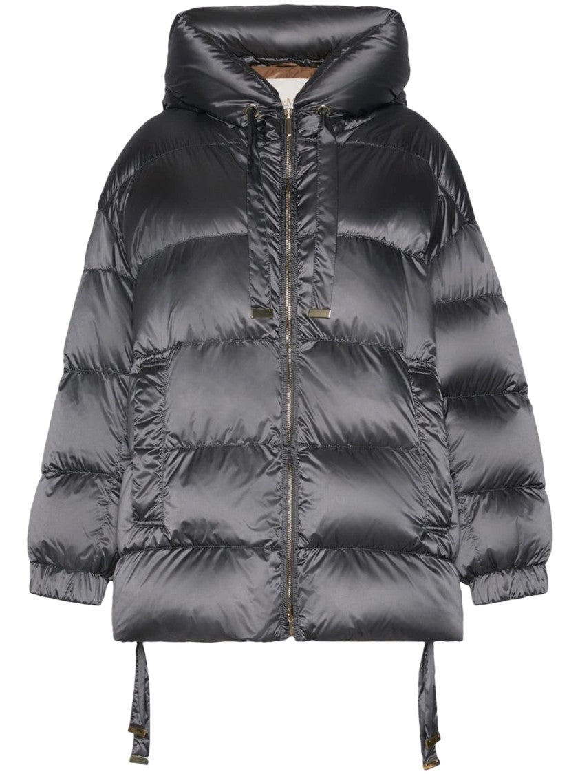 Max Mara Short Padded Coat With Glossy Finish And Adjustable Features