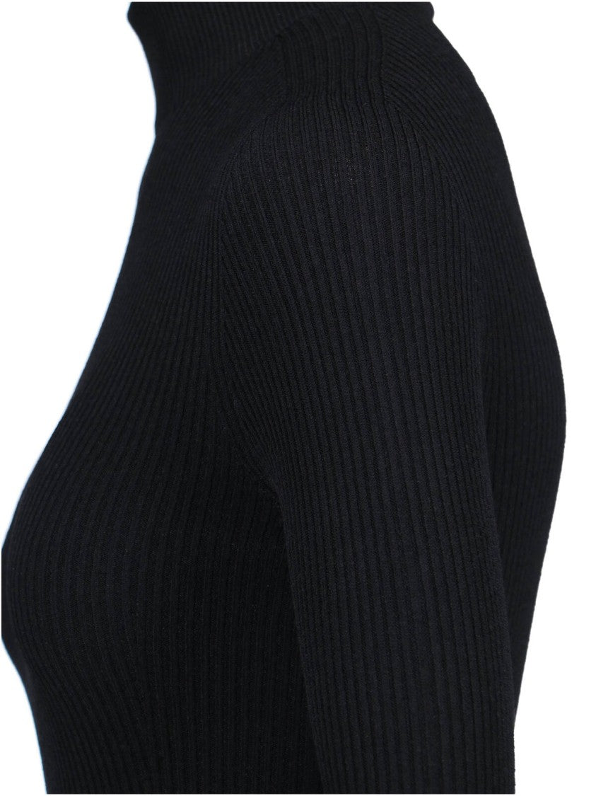 Alaïa Ribbed Black Bodysuit With High Neck