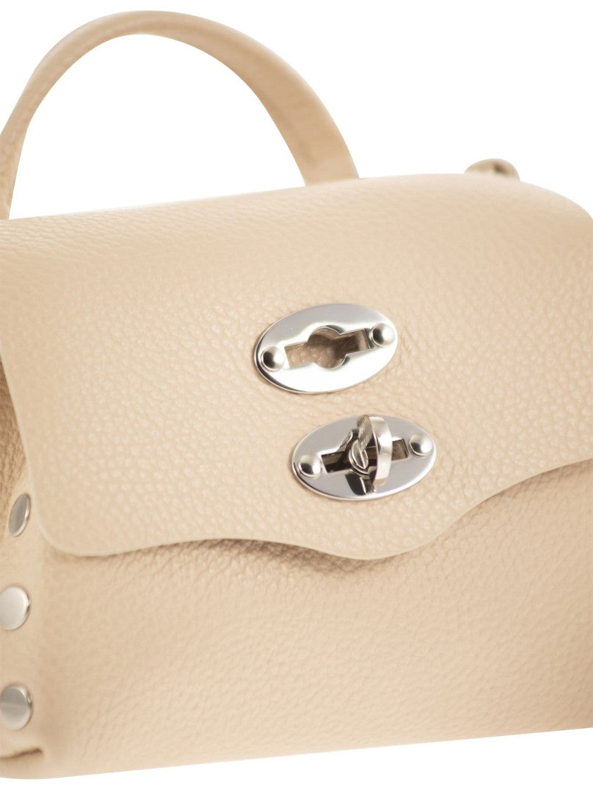 Zanellato Compact Grained Calfskin Shoulder Bag With Double Clasp