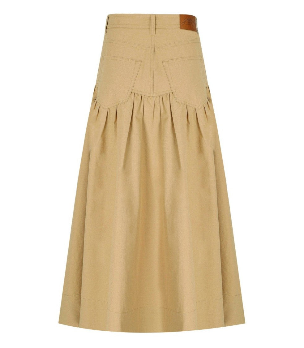 Ganni Beige Midi Skirt
