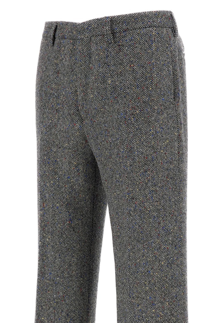 Dries Van Noten Donegal Pattern Wool-Blend Wide-Leg Straight-Leg Pants