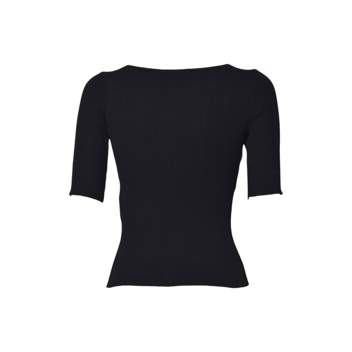 Max Mara Ribbed Fitted Top With Short Sleeves