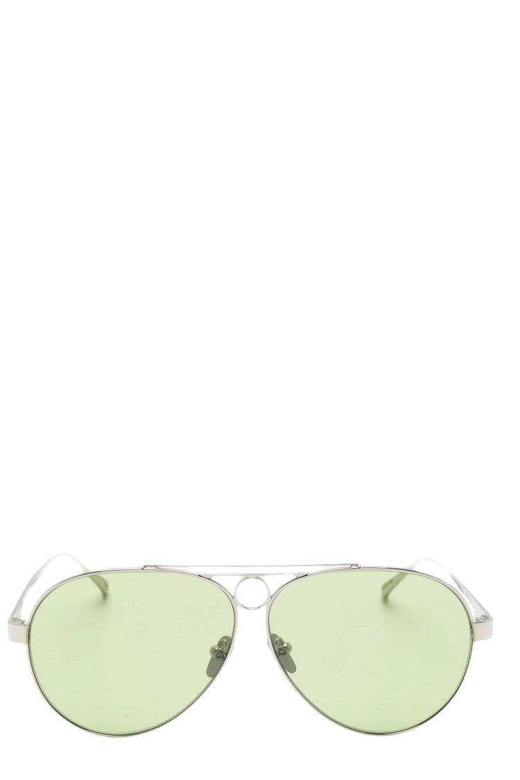 Face.Hide Hunter Teardrop Silver Frame Green Lens Sunglasses