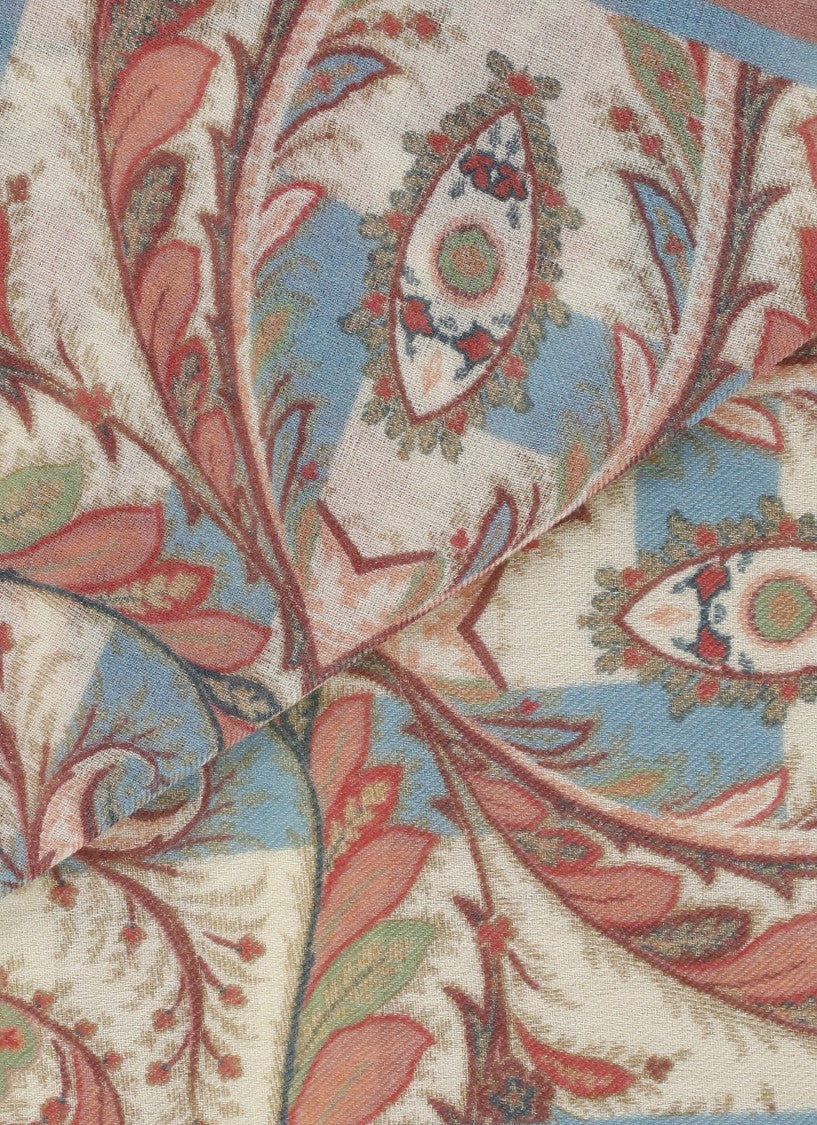 Etro Intricate Multicolored Wool Scarf With Paisley Pattern