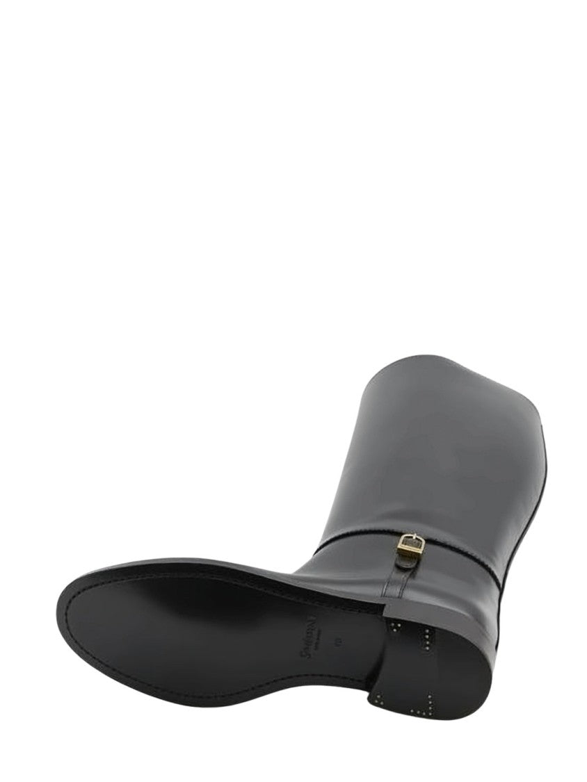 Saint Laurent Polished Calf Leather Knee-High Boots